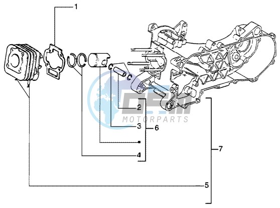 Cylinder-piston-wrist pin assy