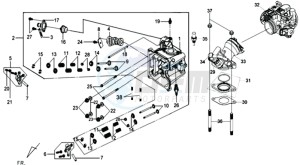 GTS 250 EURO3 drawing CYLINDER HEAD CPL   / THERMOSTAT