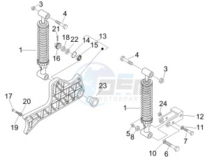 Beverly 250 Cruiser e3 drawing Rear suspension - Shock absorbers