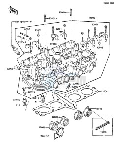 ZX 750 A [GPZ 750] (A1-A2) [GPZ 750] drawing CYLINDER HEAD