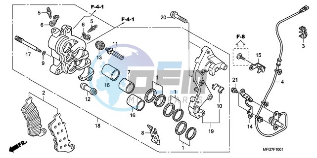 R. FRONT BRAKE CALIPER (CB600FA/FA3)