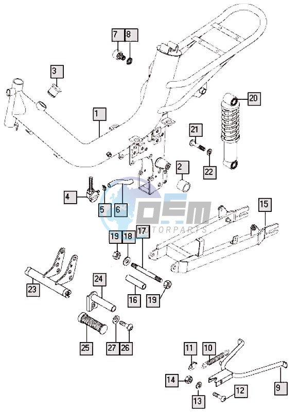 Frame-swinging arm