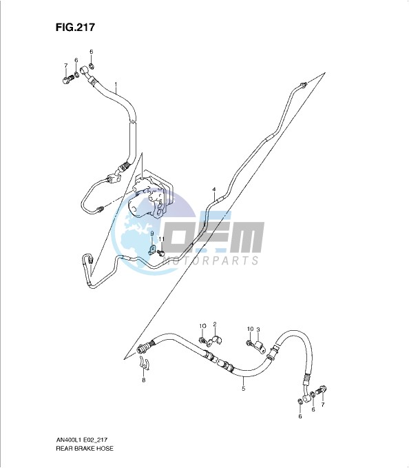 REAR BRAKE HOSE (AN400AL1 E19)