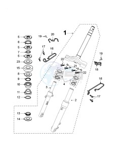 KISBEE MX A drawing FRONT FORK / STEERINGHEAD