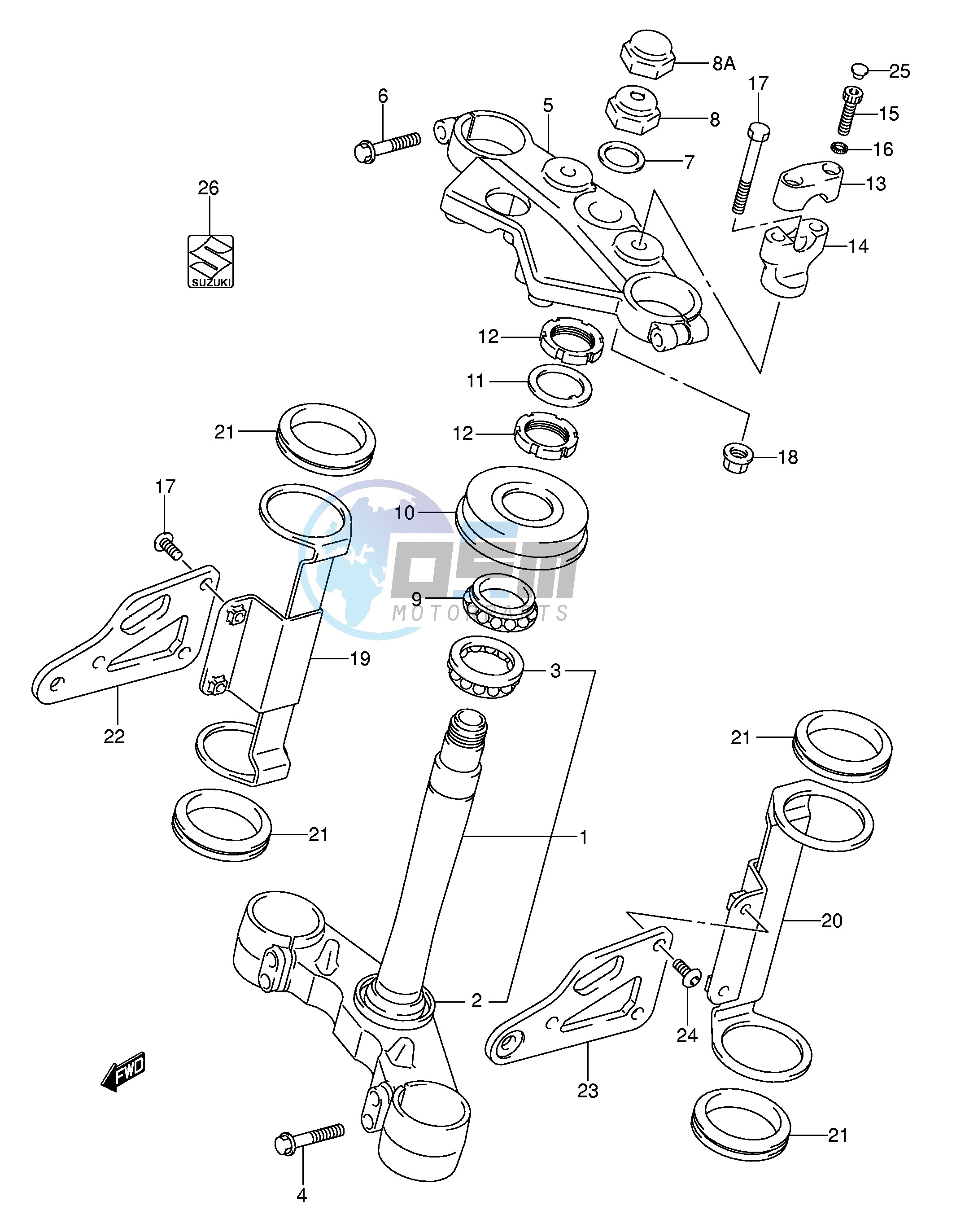 STEERING STEM (SV650K3 UK3 K4 UK4 K5 UK5 K6 UK6 K7 UK7 AK7 UAK7)