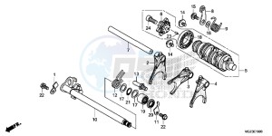 CBR500RE CBR500R UK - (E) drawing GEARSHIFT DRUM