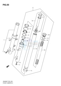 AN400 (E2) Burgman drawing FRONT FORK DAMPER (AN400K7 ZK7 K8 ZK8 K9 L0)