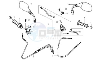 JET EURO X 50 E2 drawing HANDLEBAR / CABLES / BRAKE LEVER