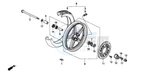 CB250 TWO FIFTY drawing FRONT WHEEL (2)