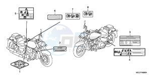 VT750C2BC drawing CAUTION LABEL (VT750C2B/C2S/CS/C/CA)