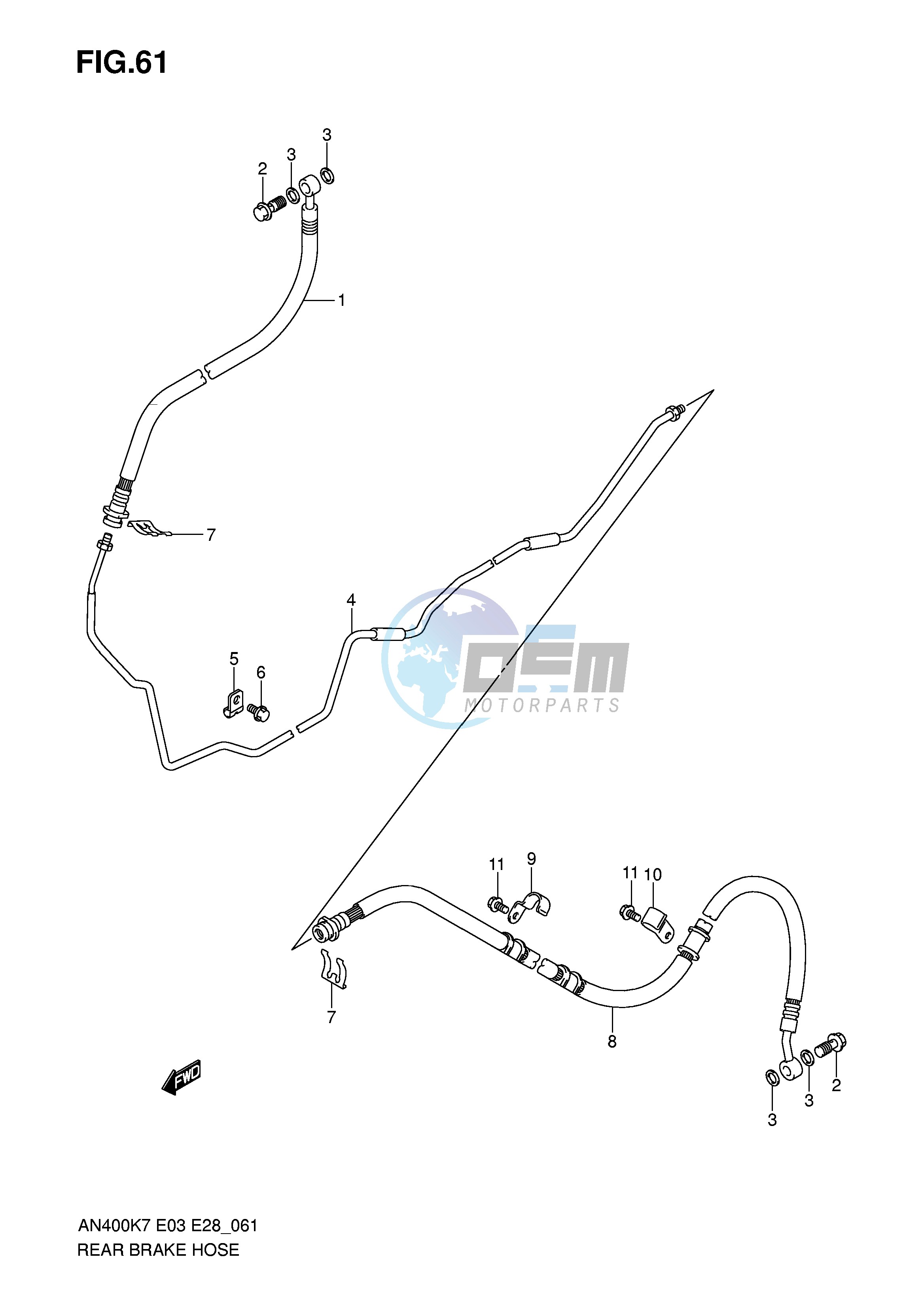 REAR BRAKE HOSE (AN400K7 K8 K9 L0)