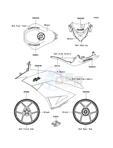 NINJA ZX-6R ZX600RBF FR GB XX (EU ME A(FRICA) drawing Decals(Ebony)