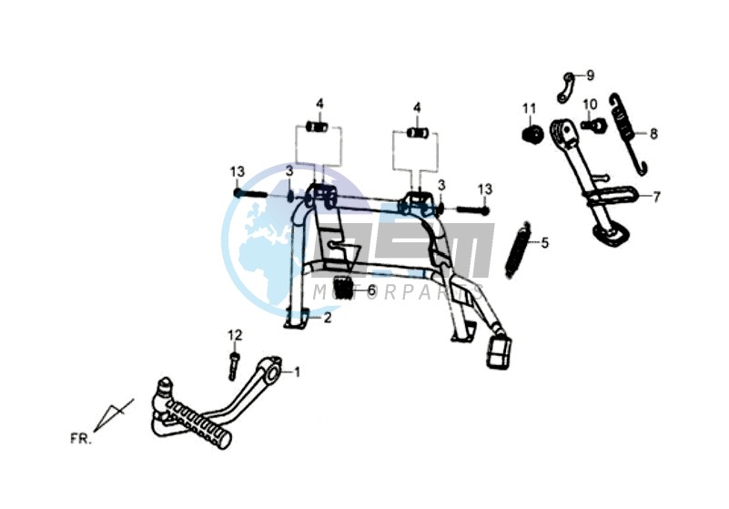 CENTRAL STAND - SIDE STAND - KICKSTARTER PEDAL