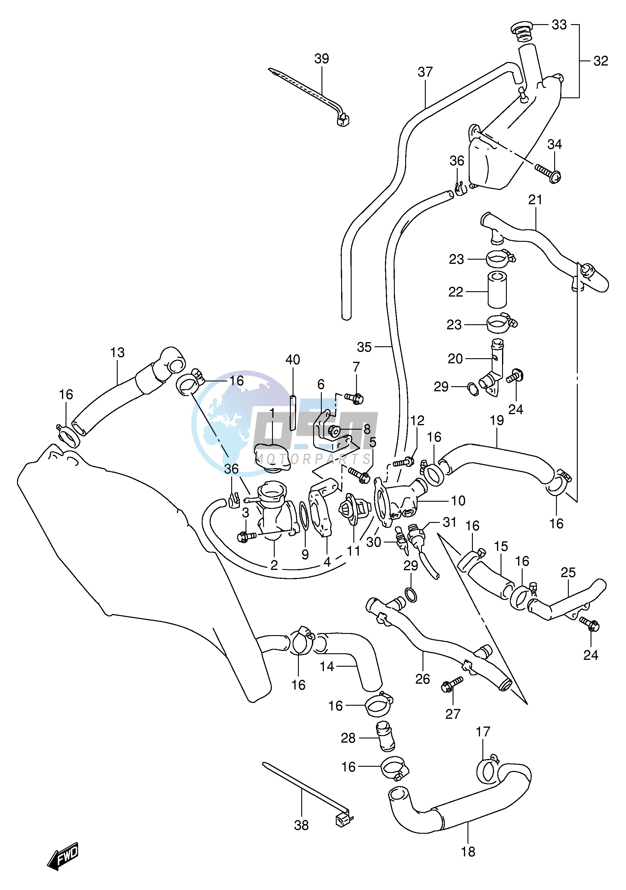 RADIATOR HOSE (MODEL P R)