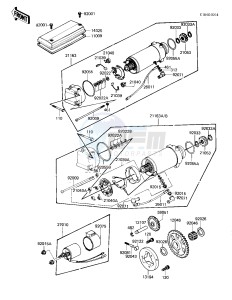 KZ 750 E (E2-E3) drawing STARTER MOTOR_STARTER CLUTCH -- 81 -82 KZ750-E2_E3- -