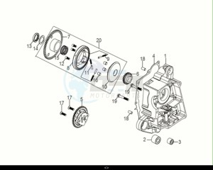 SYMPHONY 50 (XF05W1-IT) (E5) (M1) drawing R CRANK CASE-OIL PUMP ASSY