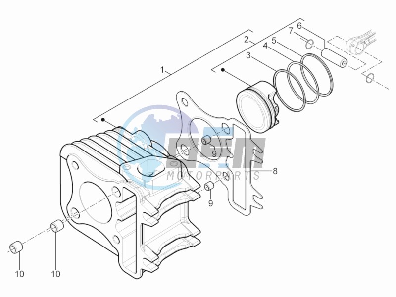 Cylinder-piston-wrist pin unit