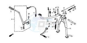 CG125 drawing PEDAL/MAIN STAND/ KICK STARTER ARM