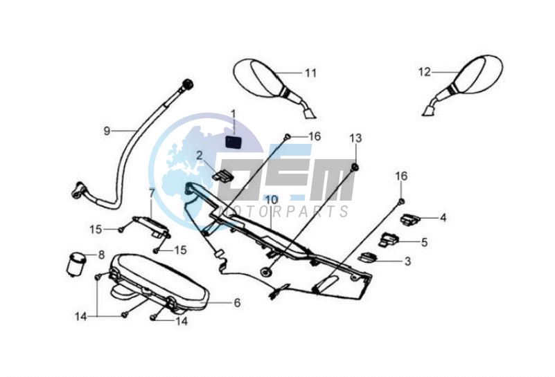 DASHBOARD / HANDLEBAR COVER / MIRRORS/ WIRING HARNASS