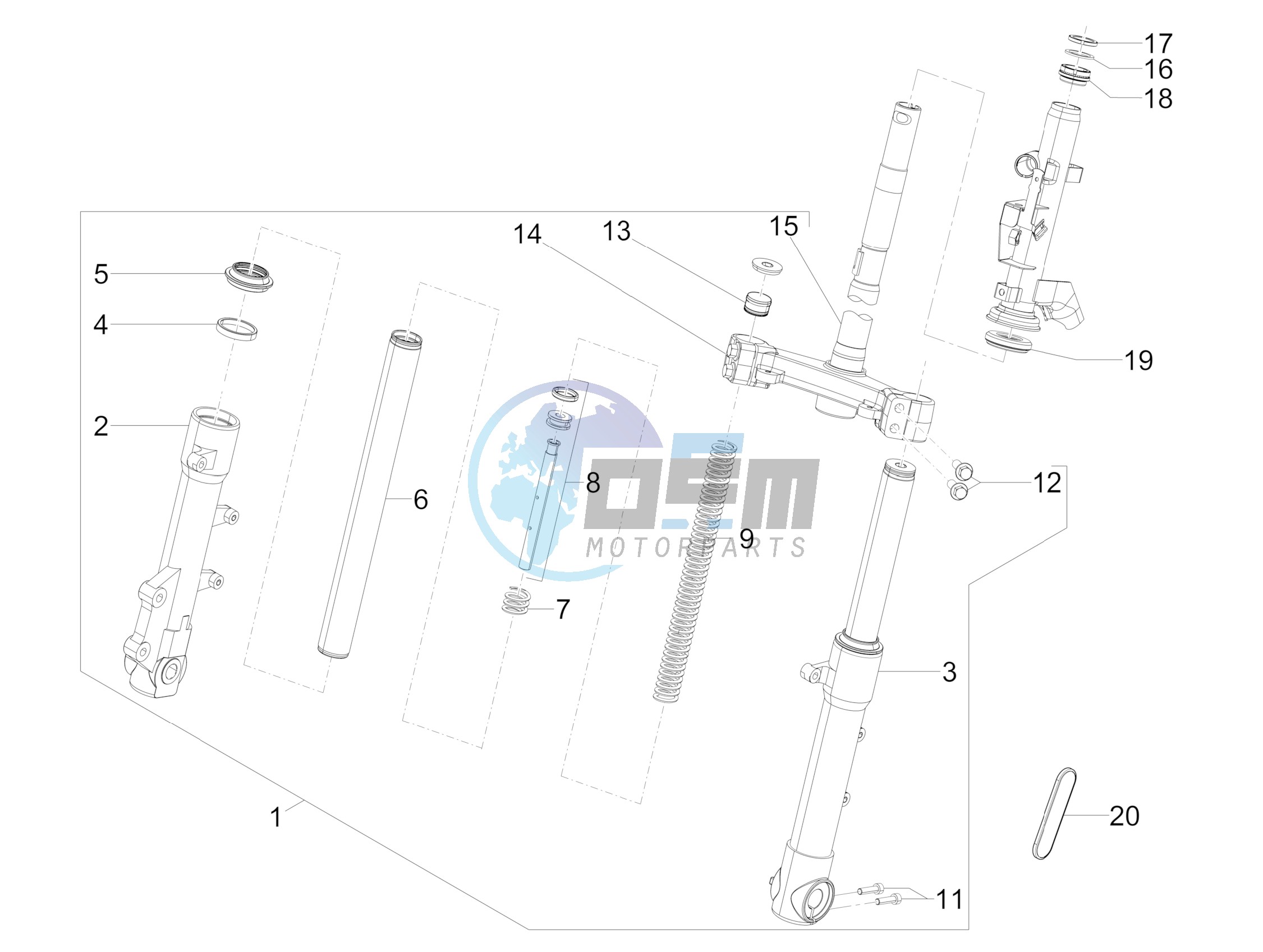 Fork/steering tube - Steering bearing unit