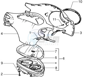 ET2 iniezione 50 drawing Speedometer Kms. - handlebar covers