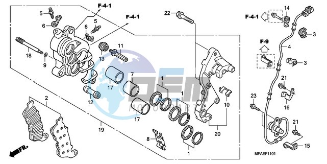 R. FRONT BRAKE CALIPER (CBF1000A/T/S)