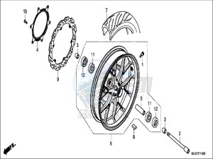 CB500FAH CB500F ED drawing FRONT WHEEL