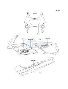 EX 500 D [NINJA 500R] (D10-D12) [NINJA 500R] drawing DECALS-- BLUE- --- D12- -