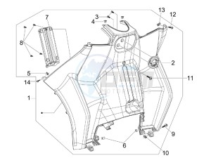 MP3 250 ie mic drawing Front glove-box - Knee-guard panel