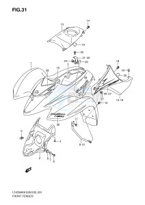 LT-Z250 (E28-E33) drawing FRONT FENDER (MODEL K9)