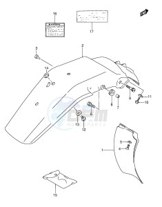 DR350 (E3) drawing REAR FENDER - LABEL (MODEL R S T)