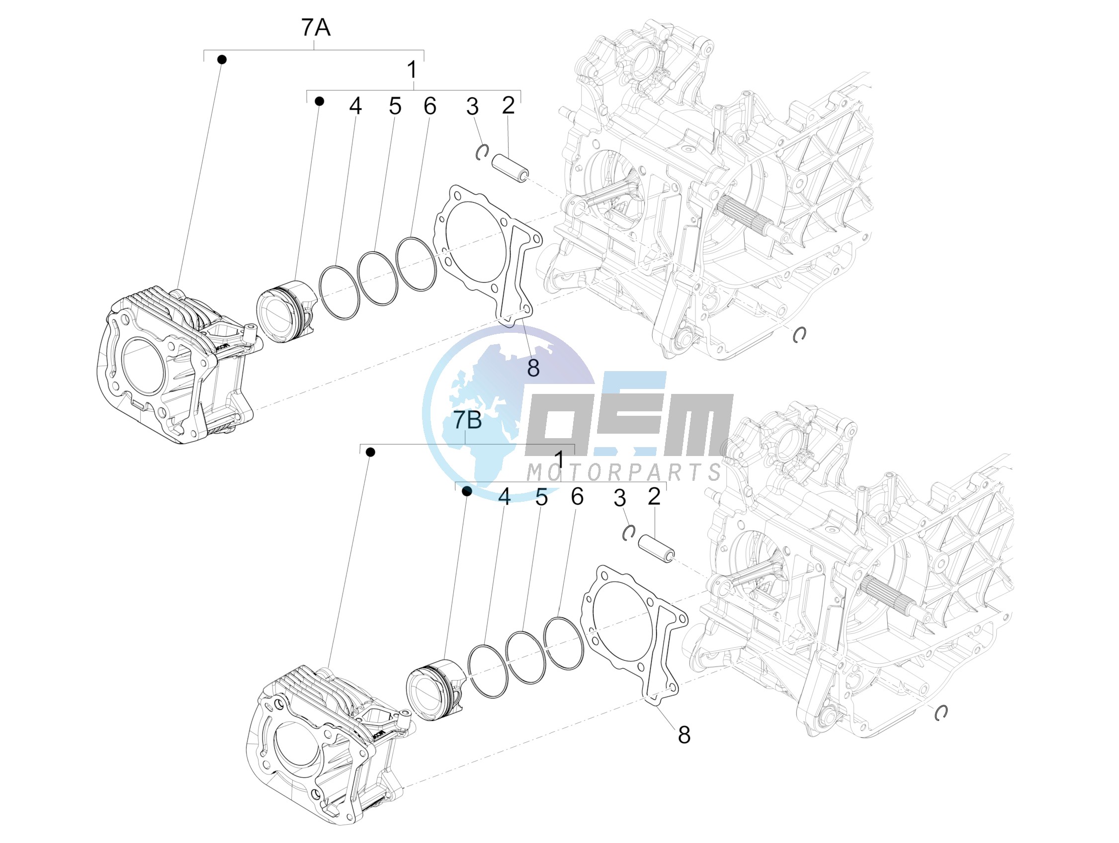 Cylinder-piston-wrist pin unit