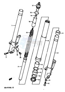 GSX-R1100 (K-L) drawing FRONT DAMPER (MODEL L)