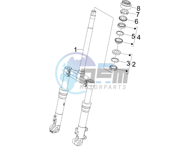 Fork steering tube - Steering bearing unit