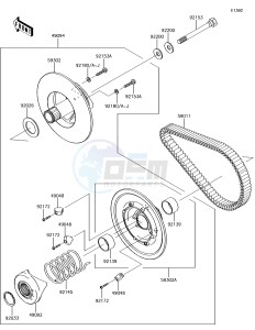 MULE SX 4x4 KAF400HJF EU drawing Driven Converter/Drive Belt