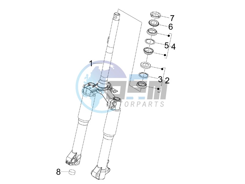 Fork steering tube - Steering bearing unit