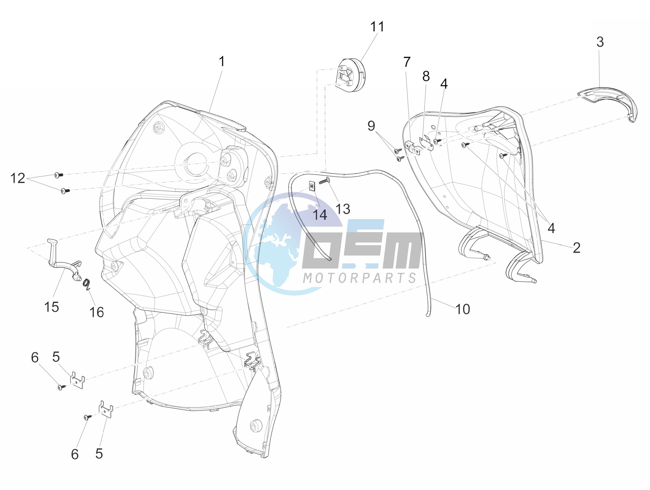 Front glove-box - Knee-guard panel