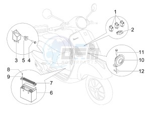 GTS 300 ie Touring drawing Control switches - Battery - Horn