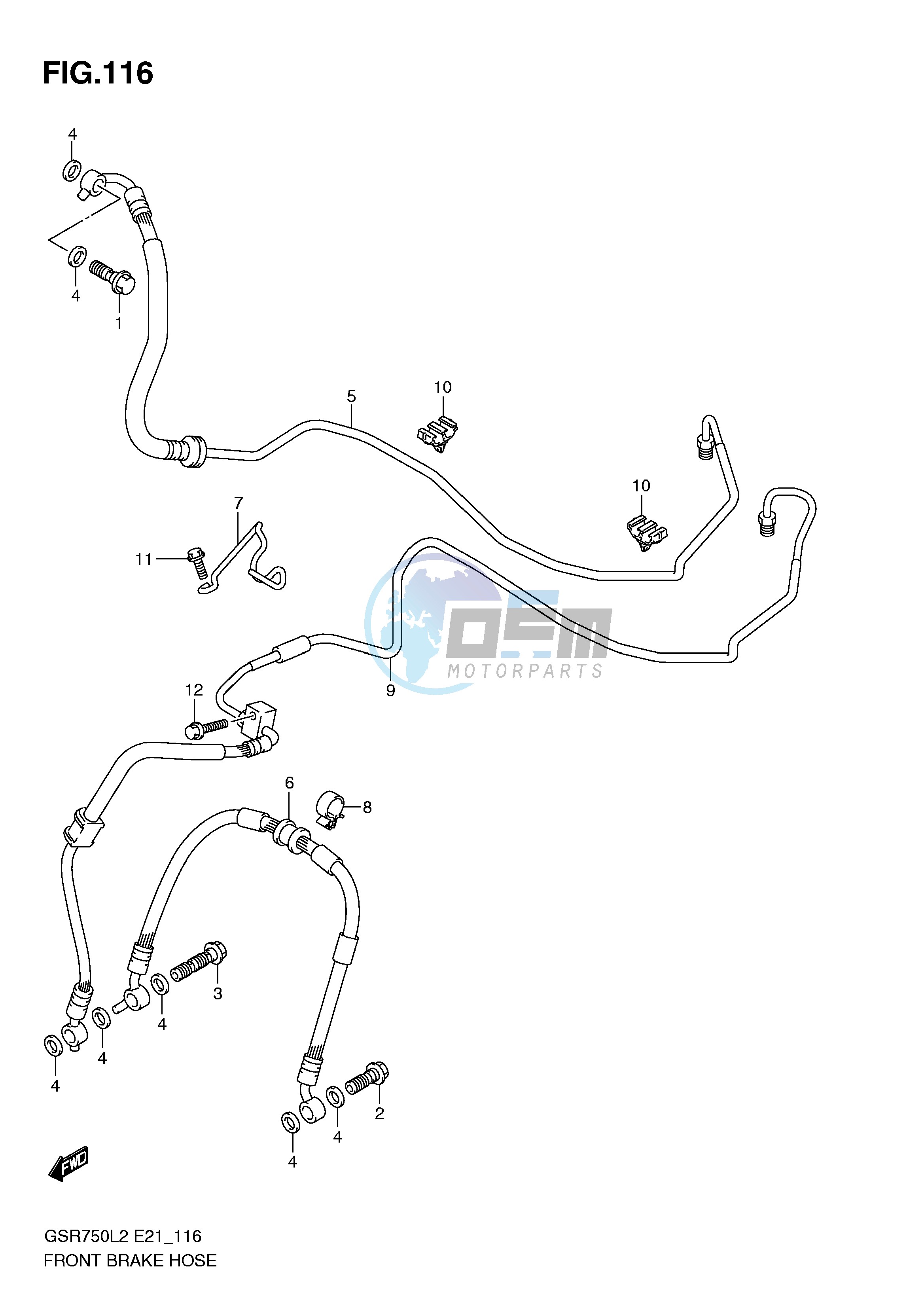 FRONT BRAKE HOSE (GSR750AL2 E24)