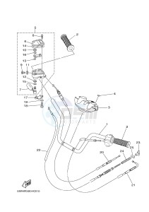 YFM350A YFM350TF GRIZZLY 350 2WD (B145) drawing STEERING HANDLE & CABLE