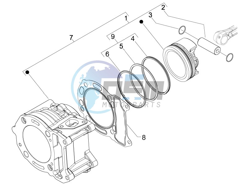 Cylinder-piston-wrist pin unit