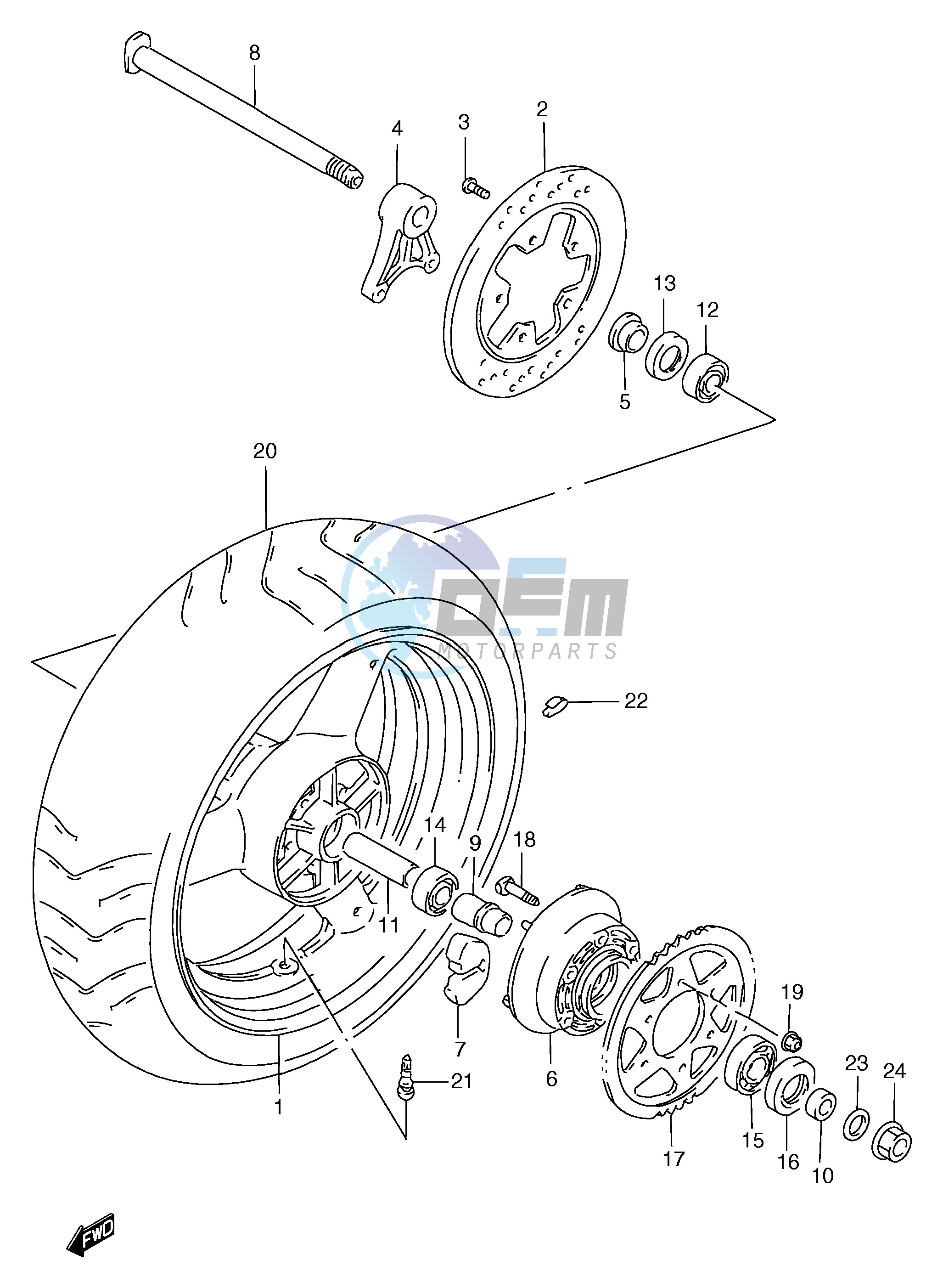 REAR WHEEL (GSF1200T V W X Y ST SV SW SX SY)