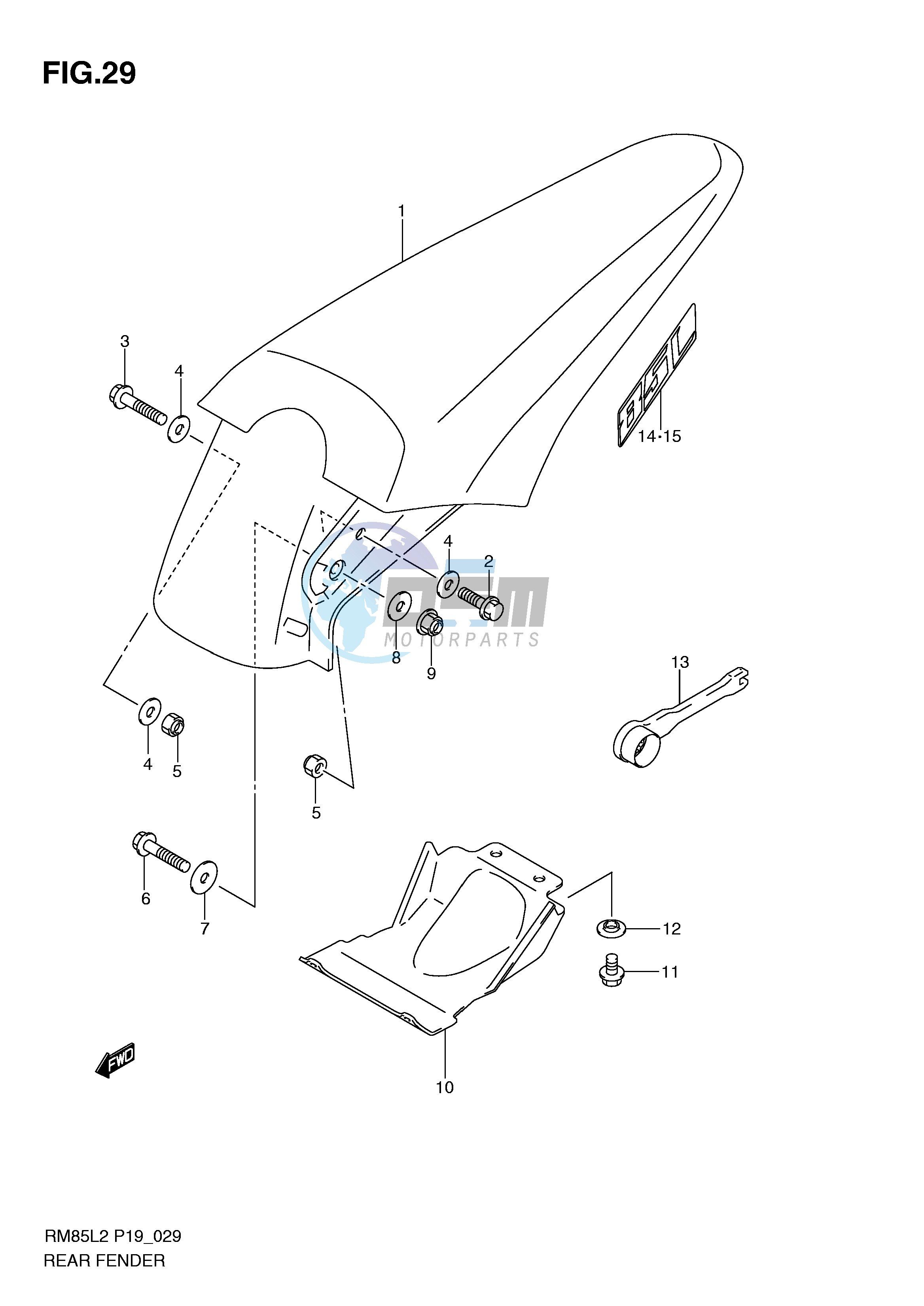 REAR FENDER (RM85LL2 P19)