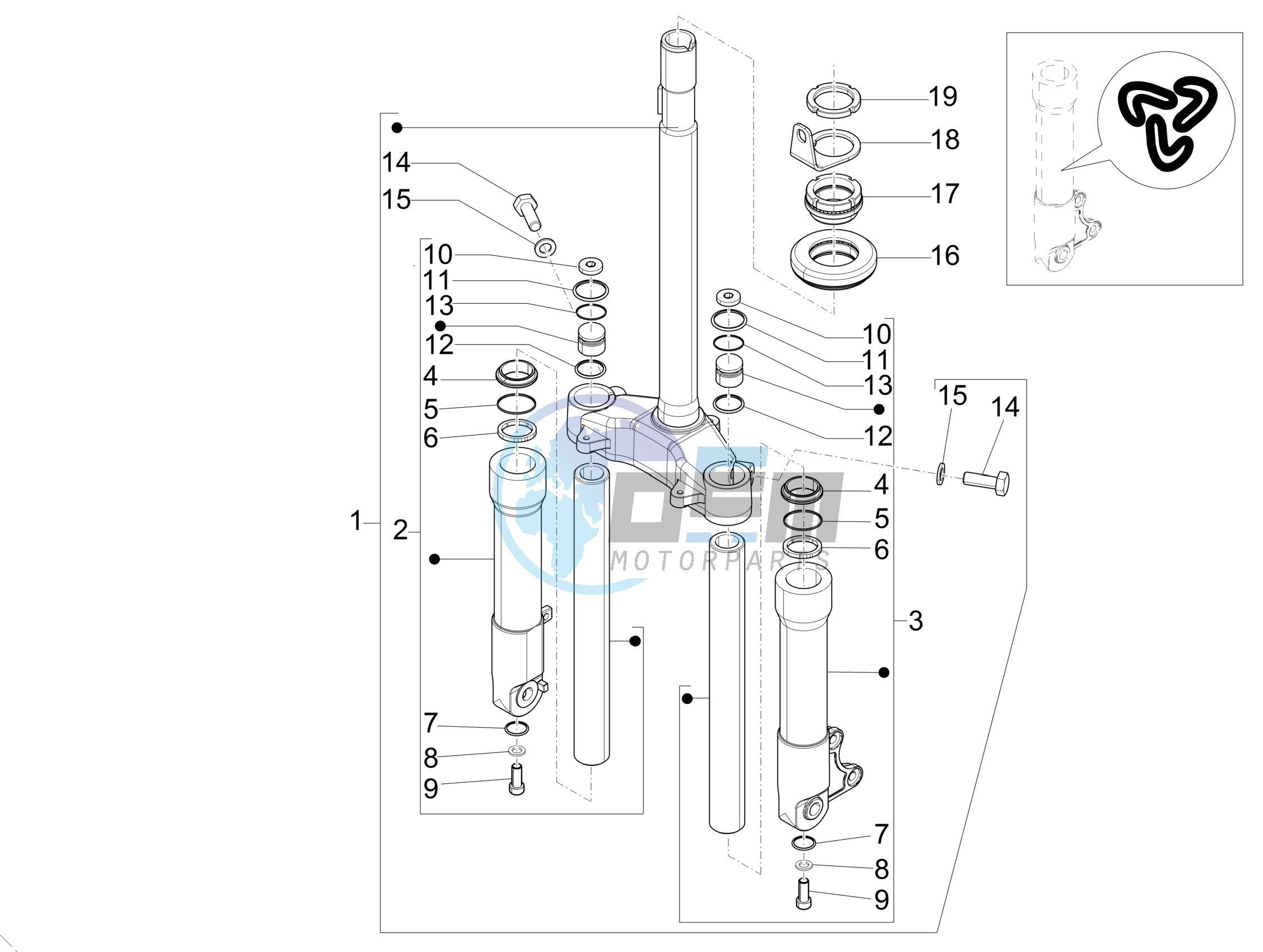 Fork/steering tube - Steering bearing unit