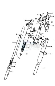 A100 (K-L-M-N-4) drawing FRONT FORK (A100N)