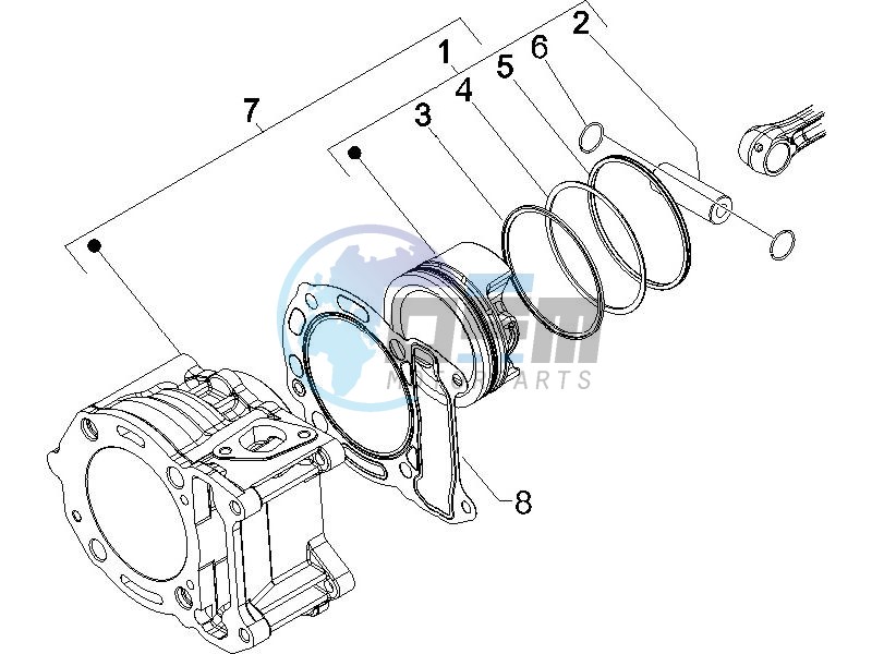 Cylinder - Piston - Wrist pin unit