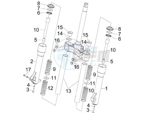 Beverly 125 e3 drawing Fork components (Kayaba)