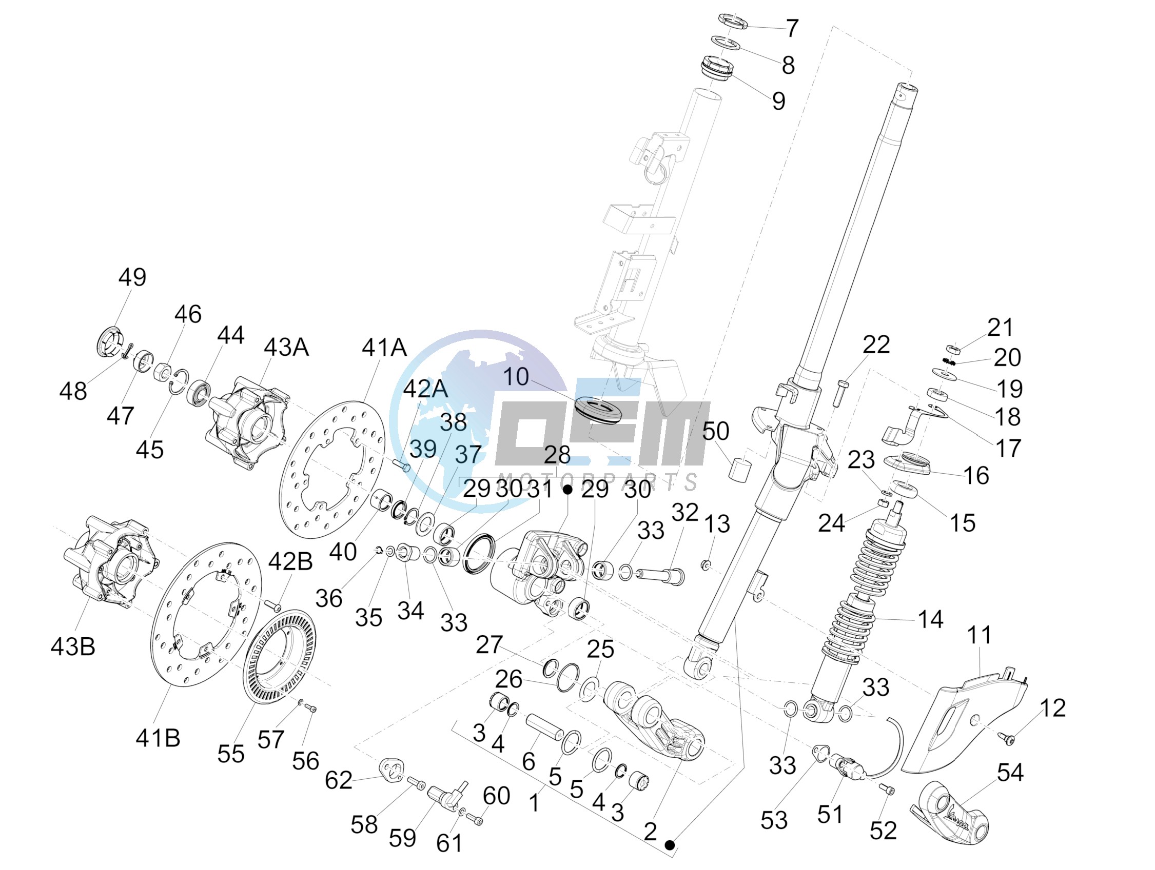 Fork/steering tube - Steering bearing unit