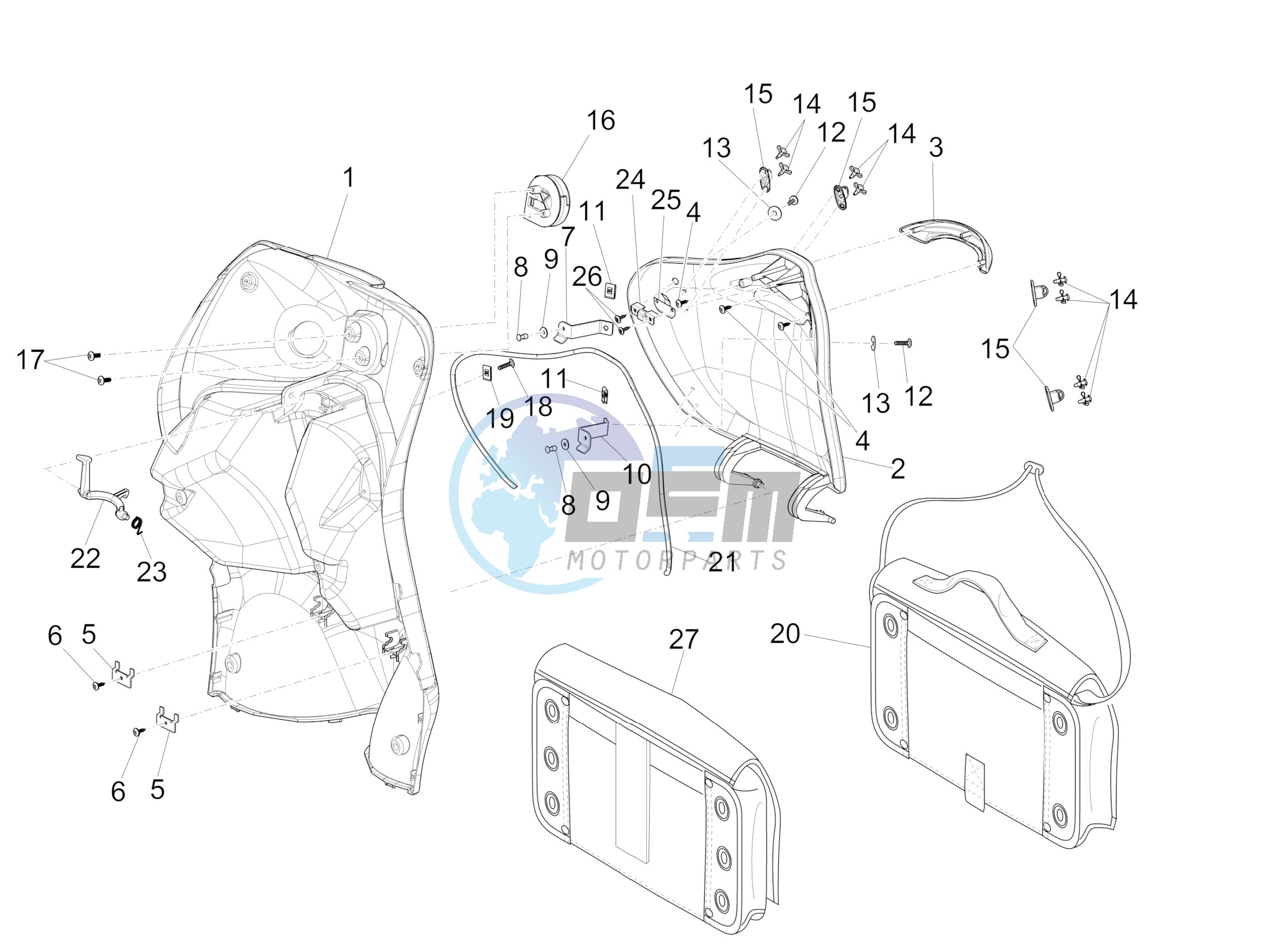 Front glove-box - Knee-guard panel