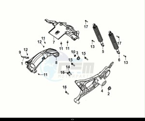 FIDDLE IV 125 (XG12W1-IT) (M0) drawing RR. CUSHION - RR. FORK - RR. MUDGUARD